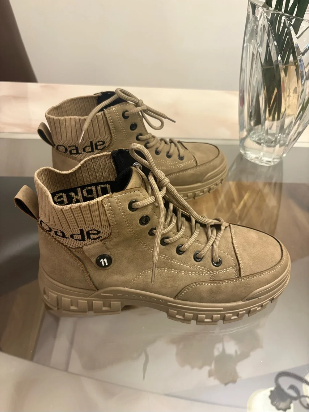 Work Boots Men PU Leather High-top Casual Shoes Platform Non-slip Ankle Boots